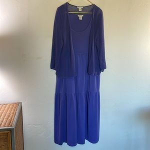 Joan Vass 2Piece Maxi Sleeveless Dress Lightweight Knit Long Sleeve Swea…